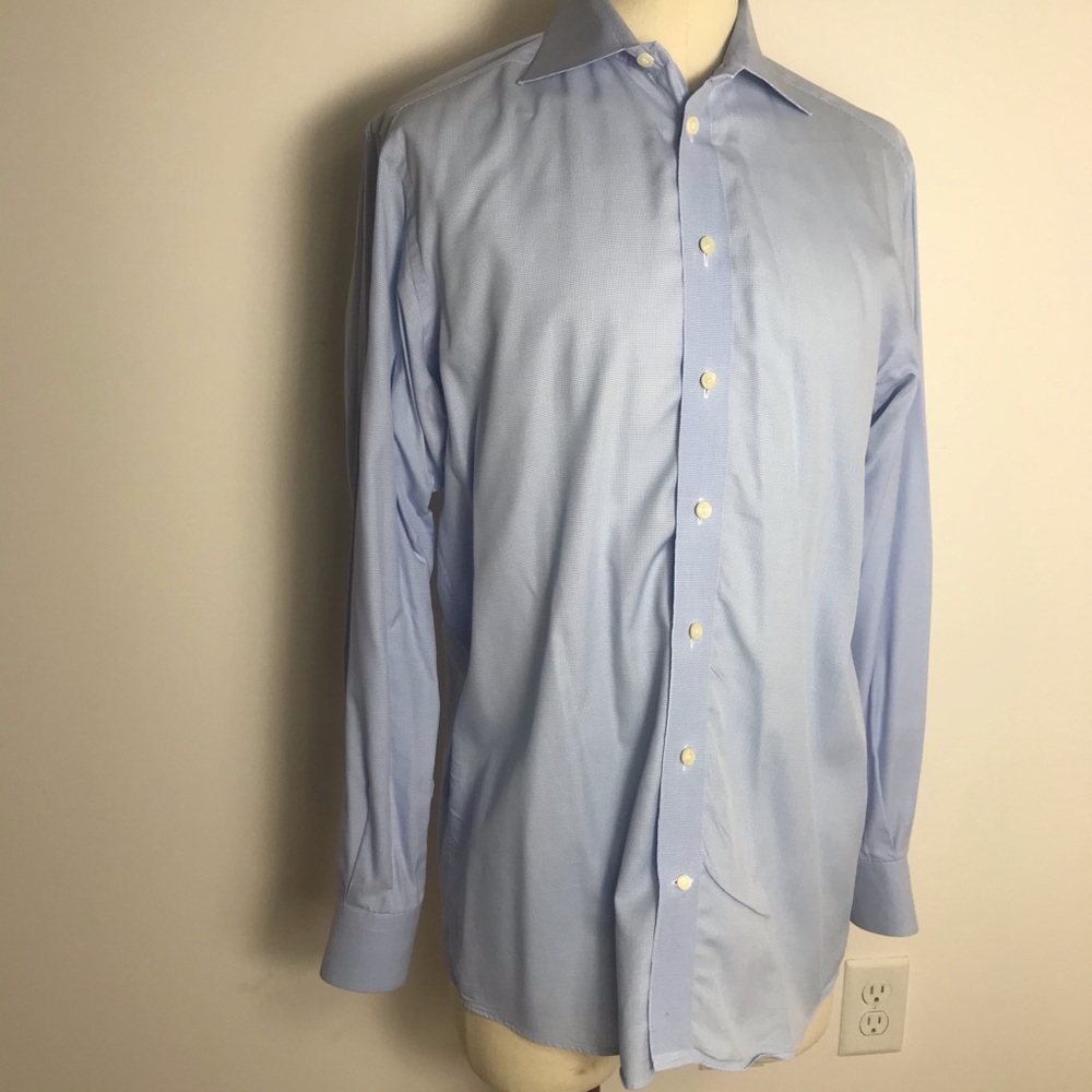 Eton Blue Grid Checked Contemporary Fit Shirt